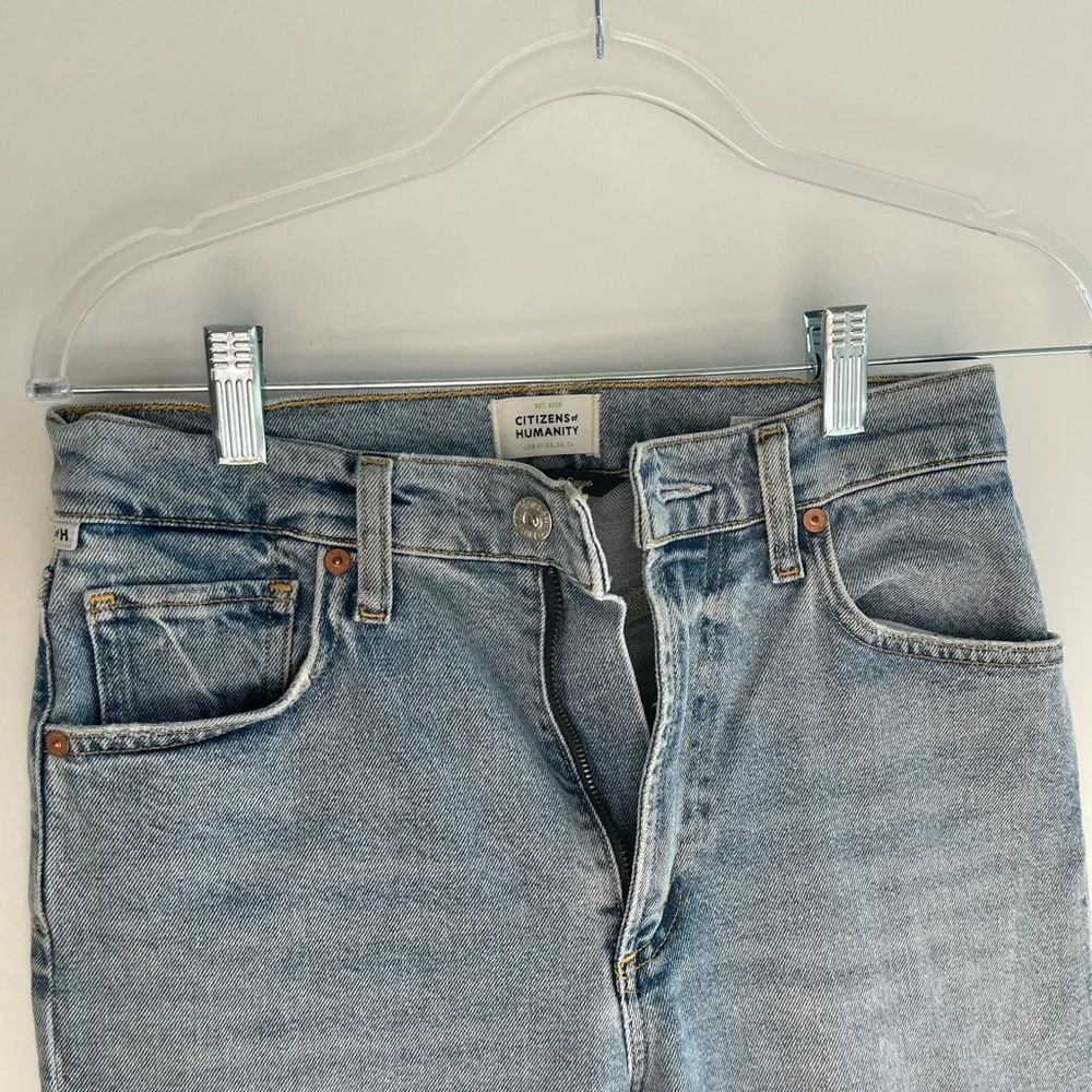 Citizen of Humanity Blue Denim Jeans Straight Leg Raw Hem